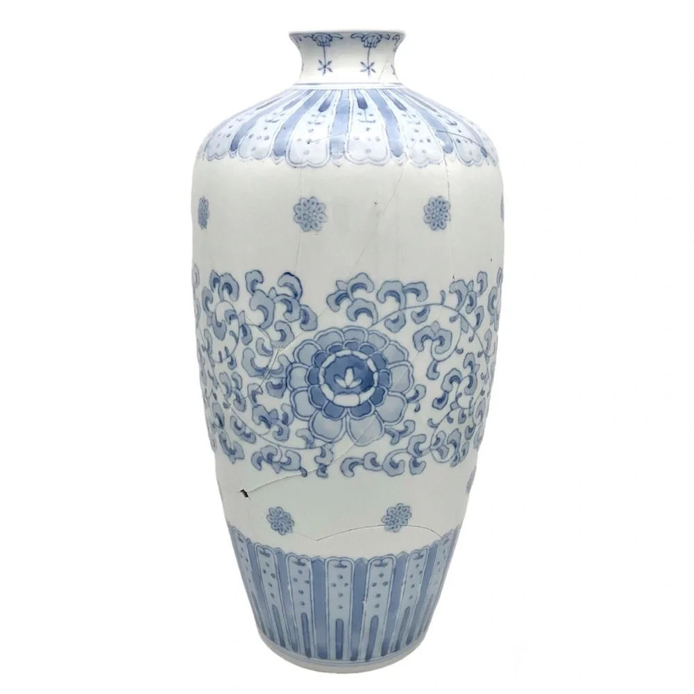 Kintsugi Vase 15” Chinese Porcelain Gold Crack Art Growth Anniversary Gift - Picture 6 of 12